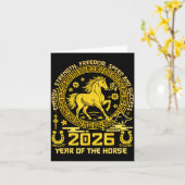 Happy Lunar Chinese New Year Of The Horse 2026 Zod カード (黄色い花)