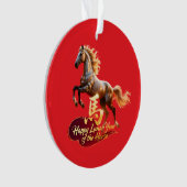 Happy Lunar New Year Majestic Golden Horse オーナメント (正面)