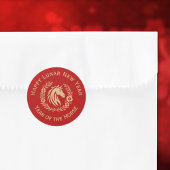 Happy Lunar New Year of the Horse Wreath Flowers ラウンドシール