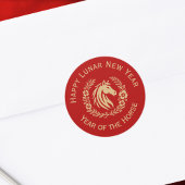 Happy Lunar New Year of the Horse Wreath Flowers ラウンドシール