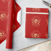 Happy Lunar New Year of the Horse Wreath Flowers ラッピングペーパー