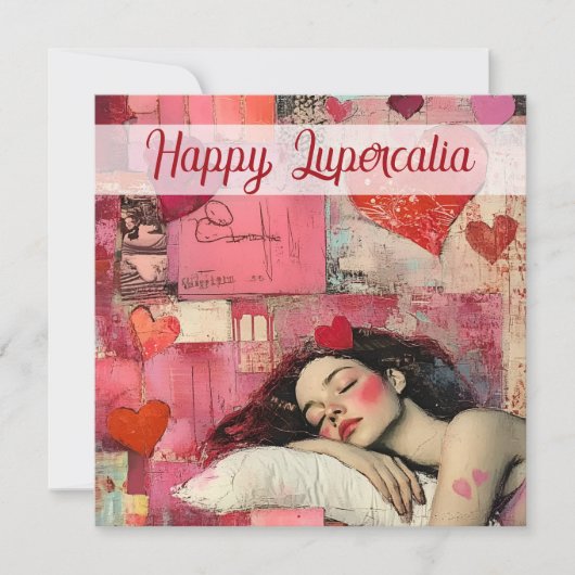 Happy Lupercalia Vintage Heart Collage Valentine シーズンカード (正面)