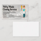 Happy Maid with Feather Duster | Clean Living Room 名刺 (正面/裏面)