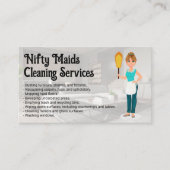 Happy Maid with Feather Duster | Clean Living Room 名刺 (正面)