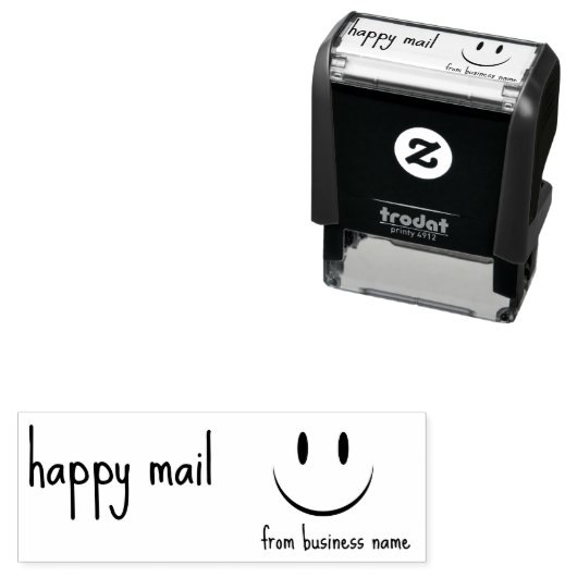 Happy Mail from Business Name Face Smile セルフインキングスタンプ (インサイチュ)