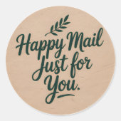 Happy Mail Just for You Sticker – Rustic Botanical ラウンドシール (正面)