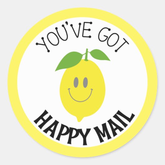 Happy Mail Lemon Yellow Round 得ステッカーを持っている ラウンドシール (正面)