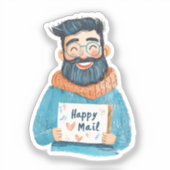 Happy Mail, Man Sticker シール (正面)