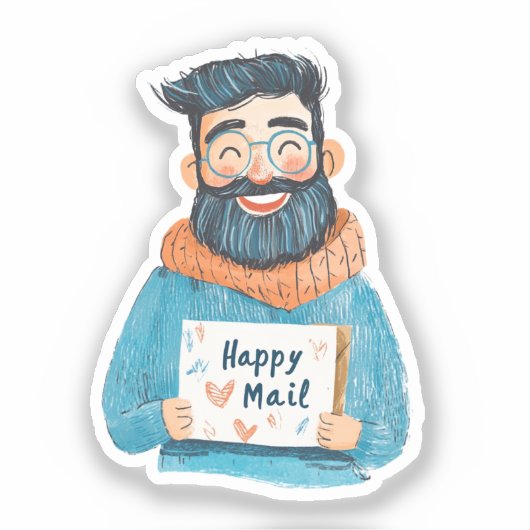 Happy Mail, Man Sticker シール (正面)
