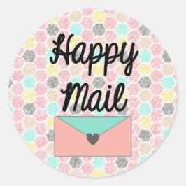 Happy Mail Sticker – 幾何学的ハニカムデザイン ラウンドシール