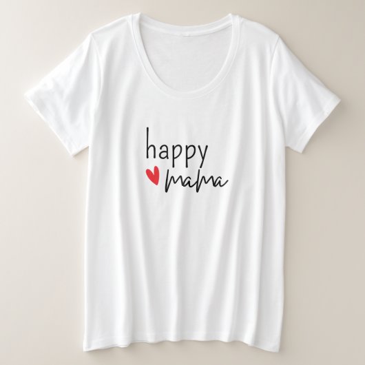 Happy Mama Minimal Heart Design プラスサイズTシャツ (デザイン正面)