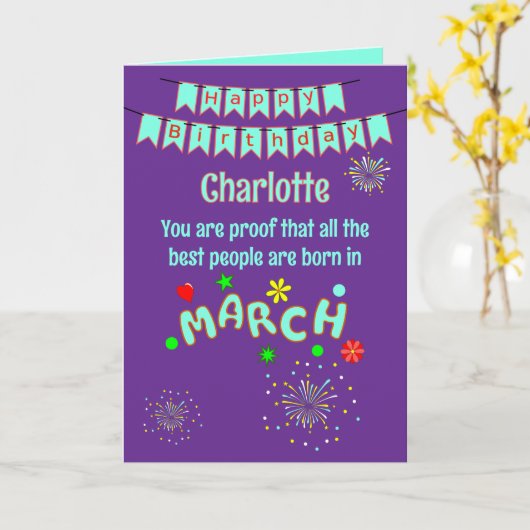 Happy March Birthday Folded Greeting Card カード (黄色い花)