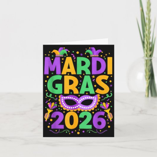Happy Mardi Gras 2026 Costume New Orleans Matching カード (正面)