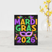 Happy Mardi Gras 2026 Costume New Orleans Matching カード (黄色い花)