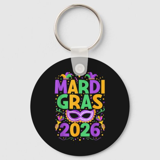 Happy Mardi Gras 2026 Costume New Orleans Matching キーホルダー (正面)
