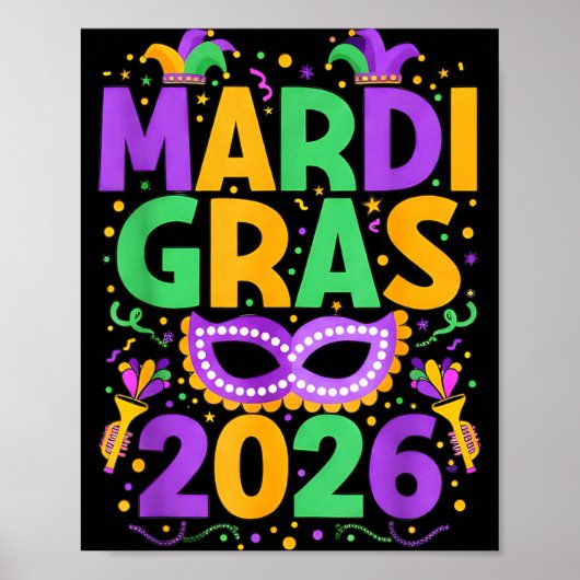 Happy Mardi Gras 2026 Costume New Orleans Matching ポスター (正面)