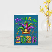 Happy Mardi Gras 2026 Jester Hat Men Women Kid Car カード (黄色い花)