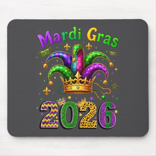 Happy Mardi Gras 2026 Jester Hat Men Women Kid Car マウスパッド (正面)