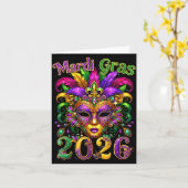 Happy Mardi Gras 2026 Jester Hat New Orleans Men W カード (黄色い花)