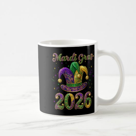Happy Mardi Gras 2026 Jester Hat New Orleans Men W コーヒーマグカップ (右)