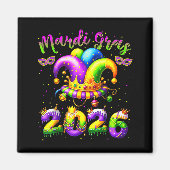 Happy Mardi Gras 2026 Jester Hat New Orleans Men W マグネット (正面)