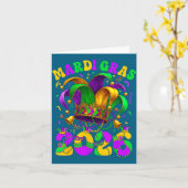 Happy Mardi Gras Carnival Mardi Gras 2026 Jester M カード (黄色い花)
