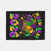 Happy Mardi Gras Carnival Mardi Gras 2026 Jester M フリースブランケット (正面(横))