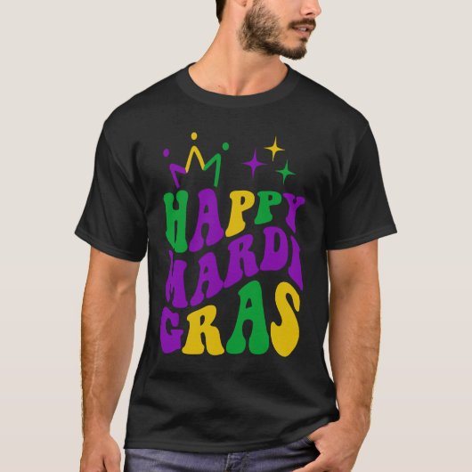 Happy Mardi Gras Cool Mardi Gras Retro Groovy Tシャツ (正面)