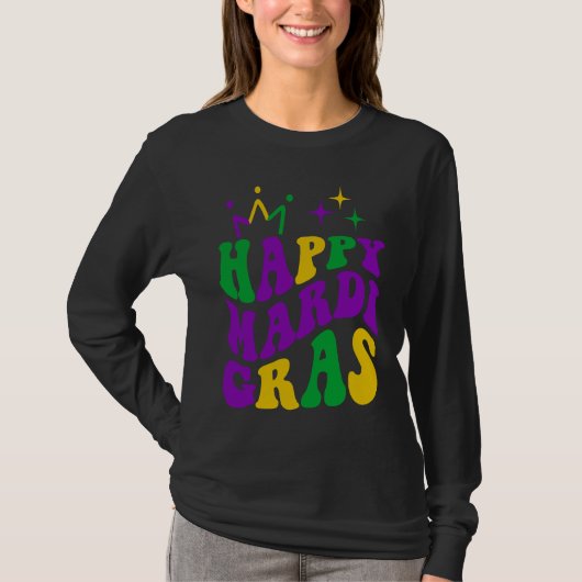 Happy Mardi Gras Cool Mardi Gras Retro Groovy Tシャツ (正面)
