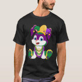 Happy Mardi Gras Cute Bunny Wearing Beads Jester H Tシャツ (正面)
