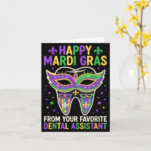 Happy Mardi Gras From Your Favorite Dental Istant  カード (黄色い花)