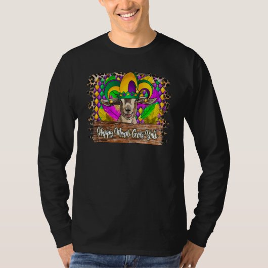 Happy Mardi Gras Goat Crawfish Leopard For Man Wom Tシャツ (正面)
