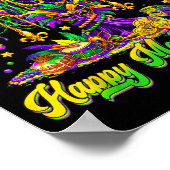 Happy Mardi Gras Tree Beads Mask Carnival New Orle ポスター (角)