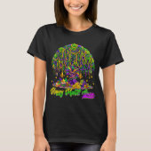 Happy Mardi Gras Tree Beads Mask Carnival New Orle Tシャツ (正面)