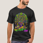 Happy Mardi Gras Tree Beads Mask Carnival New Orle Tシャツ (正面)