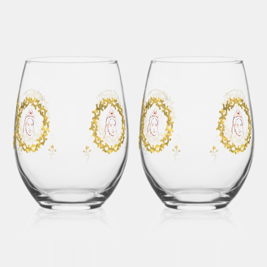 Happy Marriage ceremony ステムなしワイングラス (裏面)