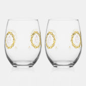 Happy Marriage ceremony ステムなしワイングラス (正面)