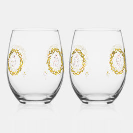 Happy Marriage ceremony ステムなしワイングラス