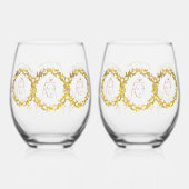 Happy Marriage ceremony ステムなしワイングラス (左)