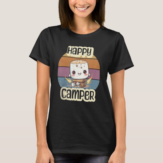 Happy Marshmallow Camper Cute Kids Girls Camp Camp Tシャツ (正面)