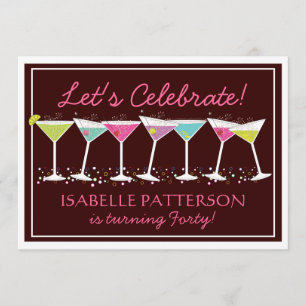 Happy Martinis Milestone Birthday Partyへの招待 招待状
