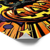 Happy Meow-Loween!:不気味 Black Cat in Halloween ポスター (角)
