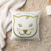 Happy Meow Year – 背景カスタム色 クッション (ブランケット)