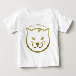 Happy Meow Year – 背景カスタム色 ベビーTシャツ