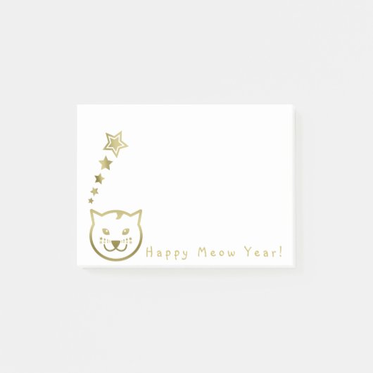 Happy Meow Year – 背景カスタム色 ポストイット (正面)