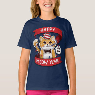  Happy Meow Year - Bonne Année Jeu de Mots T-shirt Tシャツ