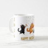 Happy Meow Year Party Cats New Year's Mug コーヒーマグカップ (正面左)