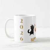 Happy Meow Year Party Cats New Year's Mug コーヒーマグカップ (左)