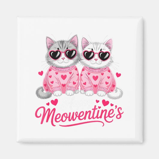 Happy Meowentine’s Cute Romantic Cats Couple Valen マグネット (正面)