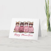 Happy Meowentine's Cats in Sweaters Valentine サンキューカード (正面)